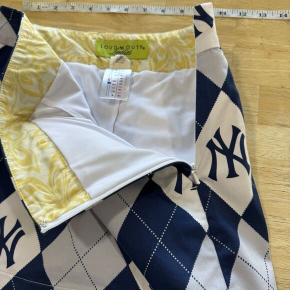 Loudmouth Mini Golf Skort Size 0 Blue Argyle New York Yankees MLB Spandex Pocket - Picture 5 of 13